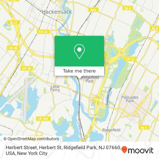 Mapa de Herbert Street, Herbert St, Ridgefield Park, NJ 07660, USA