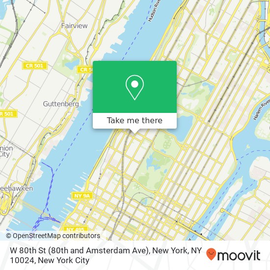 Mapa de W 80th St (80th and Amsterdam Ave), New York, NY 10024