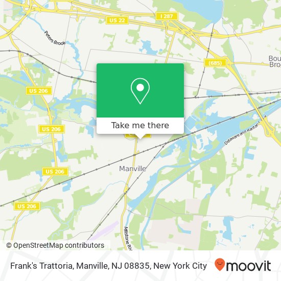 Mapa de Frank's Trattoria, Manville, NJ 08835