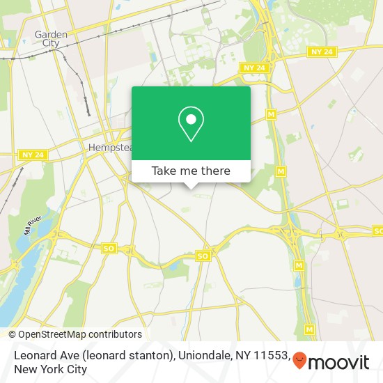 Mapa de Leonard Ave (leonard stanton), Uniondale, NY 11553