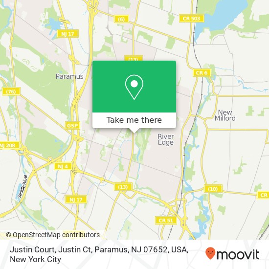 Mapa de Justin Court, Justin Ct, Paramus, NJ 07652, USA
