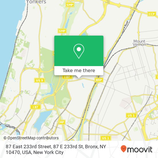 Mapa de 87 East 233rd Street, 87 E 233rd St, Bronx, NY 10470, USA