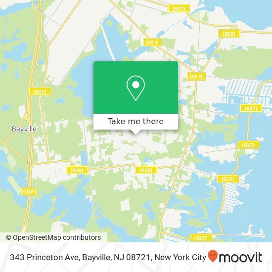 Mapa de 343 Princeton Ave, Bayville, NJ 08721