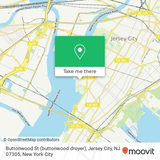 Mapa de Buttonwood St (buttonwood droyer), Jersey City, NJ 07305