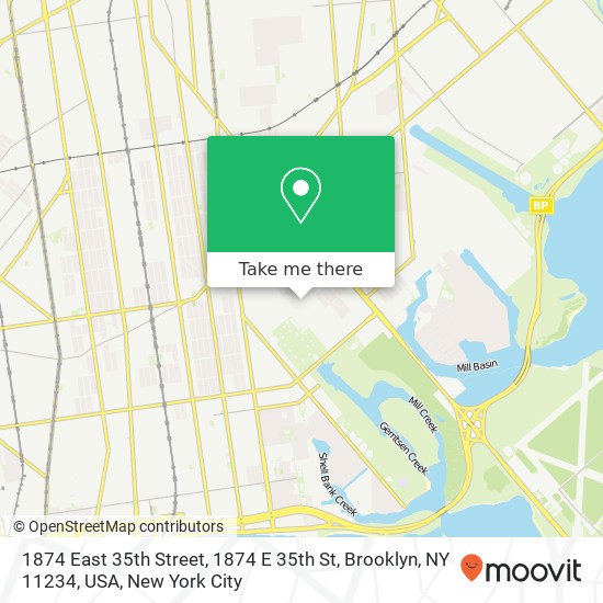 Mapa de 1874 East 35th Street, 1874 E 35th St, Brooklyn, NY 11234, USA