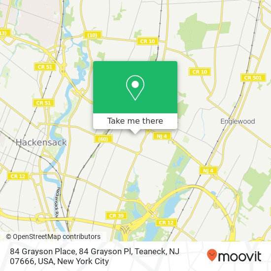 Mapa de 84 Grayson Place, 84 Grayson Pl, Teaneck, NJ 07666, USA