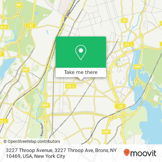 3227 Throop Avenue, 3227 Throop Ave, Bronx, NY 10469, USA map