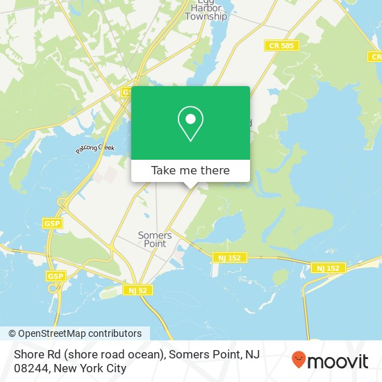 Mapa de Shore Rd (shore road ocean), Somers Point, NJ 08244