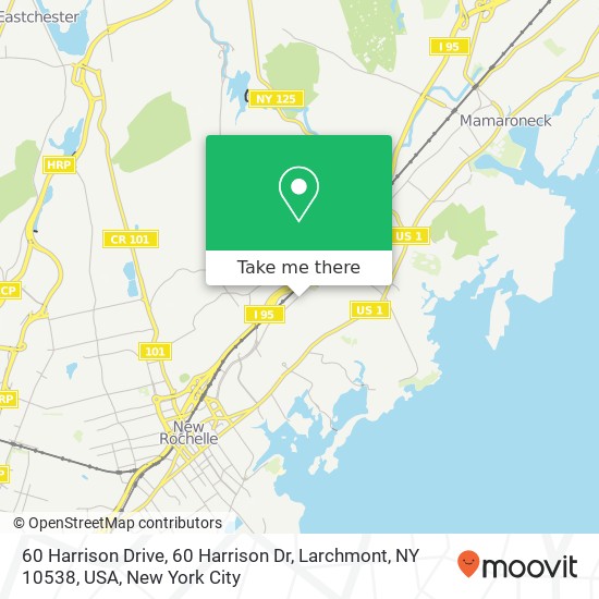 Mapa de 60 Harrison Drive, 60 Harrison Dr, Larchmont, NY 10538, USA