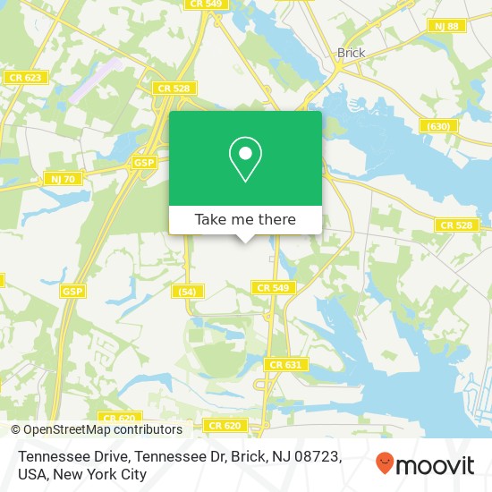 Mapa de Tennessee Drive, Tennessee Dr, Brick, NJ 08723, USA