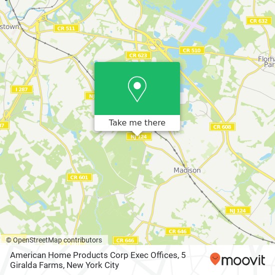 Mapa de American Home Products Corp Exec Offices, 5 Giralda Farms