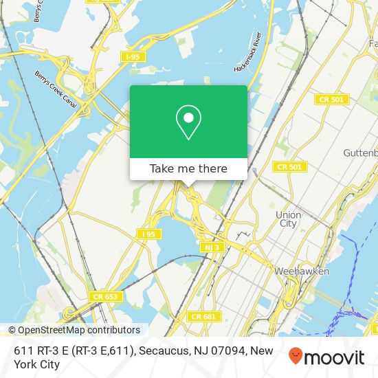 Mapa de 611 RT-3 E (RT-3 E,611), Secaucus, NJ 07094