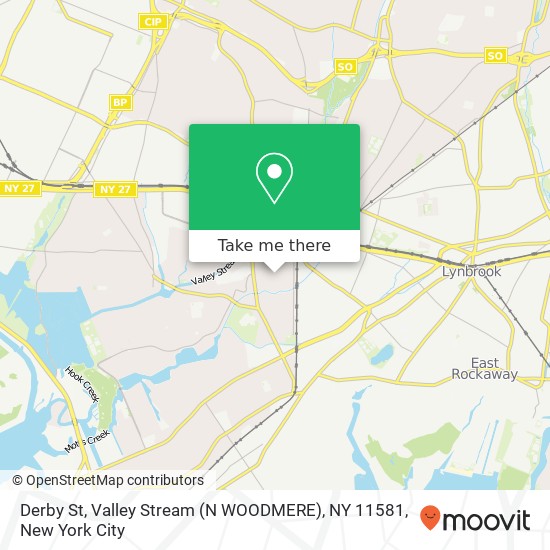 Mapa de Derby St, Valley Stream (N WOODMERE), NY 11581