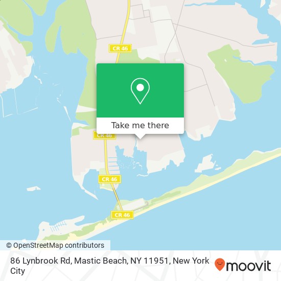 Mapa de 86 Lynbrook Rd, Mastic Beach, NY 11951