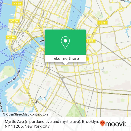 Mapa de Myrtle Ave (n portland ave and myrtle ave), Brooklyn, NY 11205