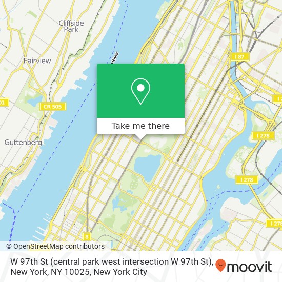 Mapa de W 97th St (central park west intersection W 97th St), New York, NY 10025