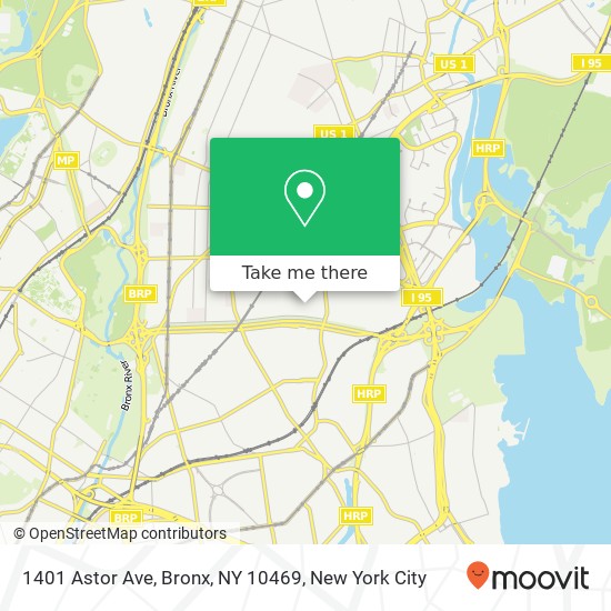 Mapa de 1401 Astor Ave, Bronx, NY 10469