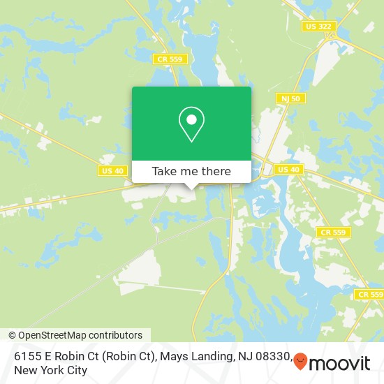 Mapa de 6155 E Robin Ct (Robin Ct), Mays Landing, NJ 08330