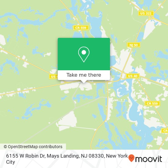 Mapa de 6155 W Robin Dr, Mays Landing, NJ 08330