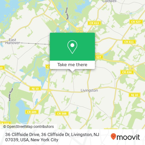 36 Cliffside Drive, 36 Cliffside Dr, Livingston, NJ 07039, USA map