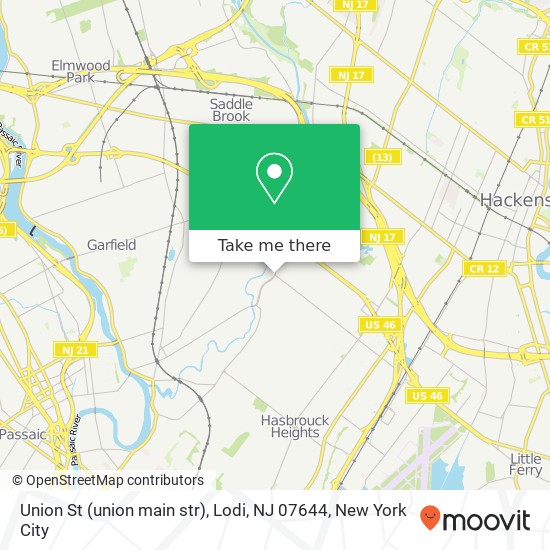 Mapa de Union St (union main str), Lodi, NJ 07644