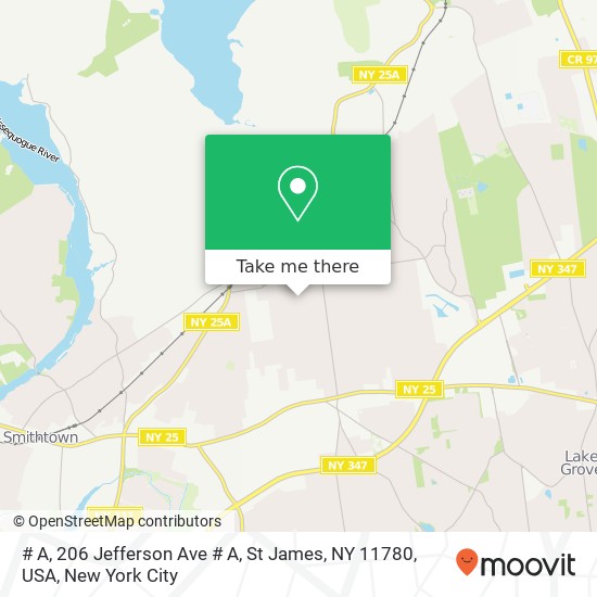 # A, 206 Jefferson Ave # A, St James, NY 11780, USA map