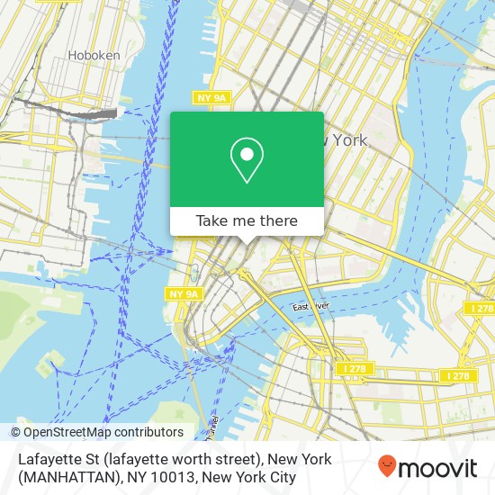 Lafayette St (lafayette worth street), New York (MANHATTAN), NY 10013 map