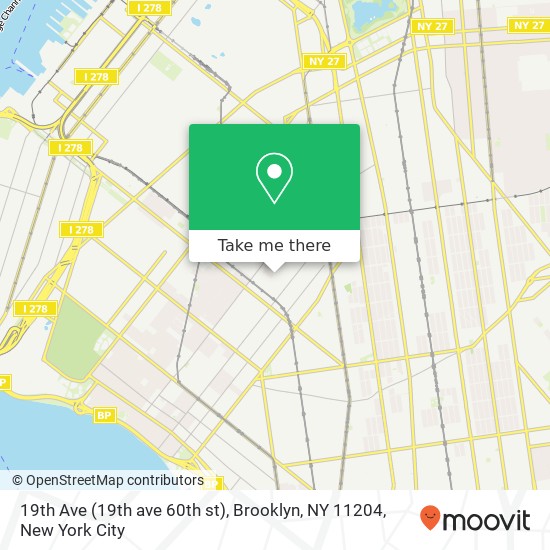 Mapa de 19th Ave (19th ave 60th st), Brooklyn, NY 11204
