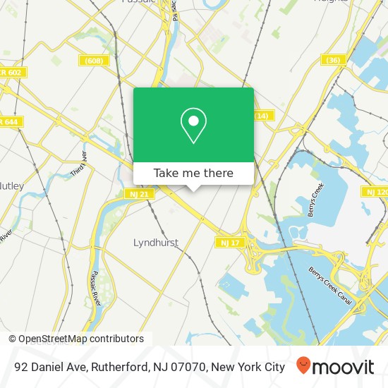 Mapa de 92 Daniel Ave, Rutherford, NJ 07070