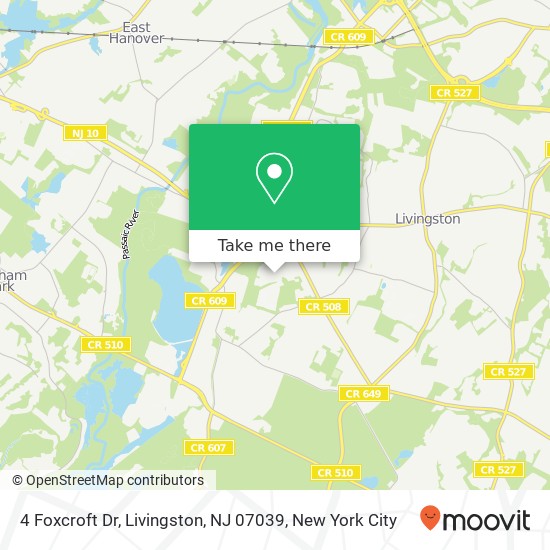 Mapa de 4 Foxcroft Dr, Livingston, NJ 07039