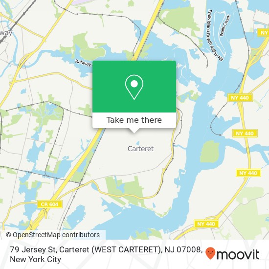 Mapa de 79 Jersey St, Carteret (WEST CARTERET), NJ 07008