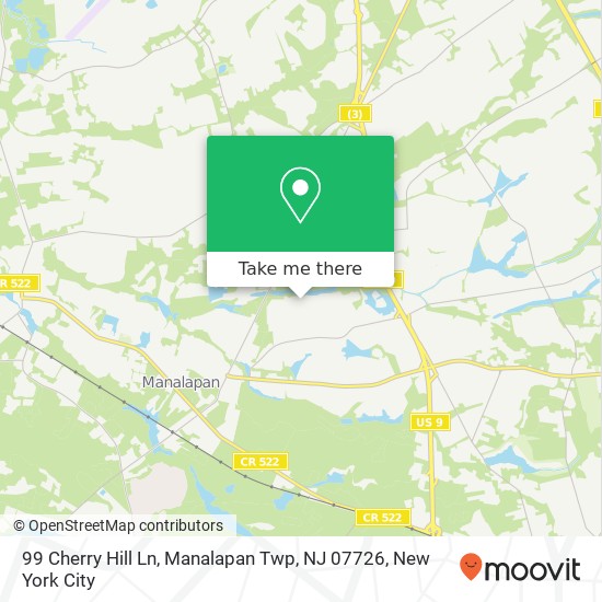 Mapa de 99 Cherry Hill Ln, Manalapan Twp, NJ 07726
