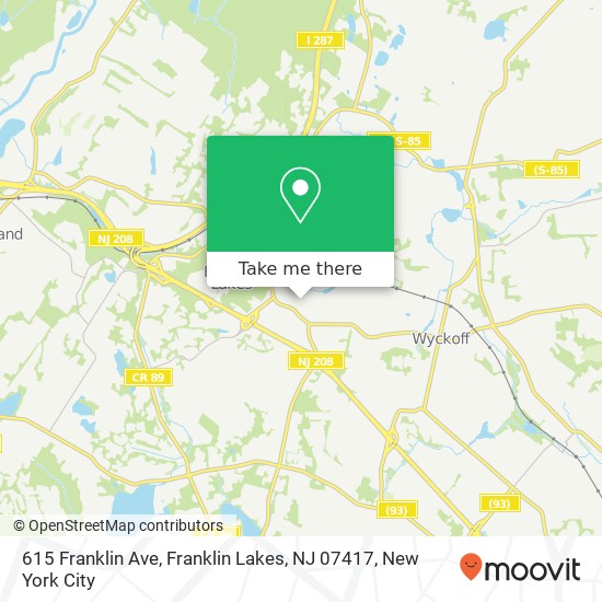 Mapa de 615 Franklin Ave, Franklin Lakes, NJ 07417