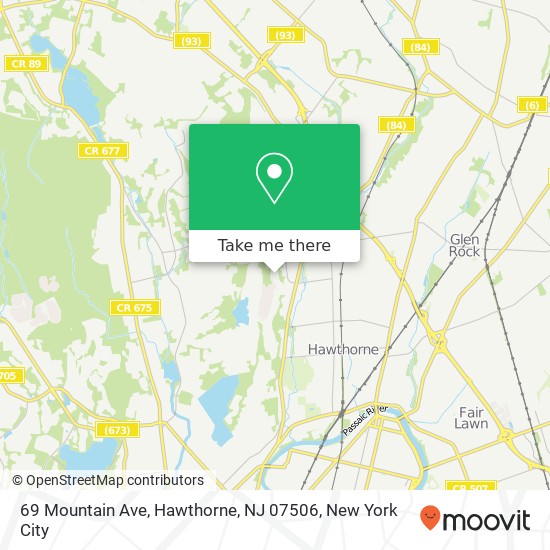 Mapa de 69 Mountain Ave, Hawthorne, NJ 07506