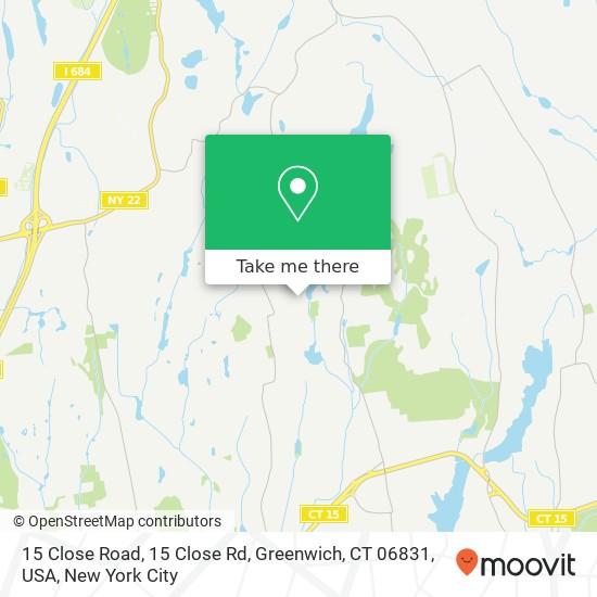 Mapa de 15 Close Road, 15 Close Rd, Greenwich, CT 06831, USA