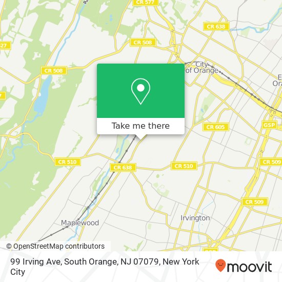 Mapa de 99 Irving Ave, South Orange, NJ 07079