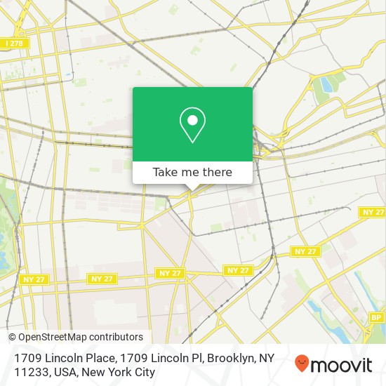 1709 Lincoln Place, 1709 Lincoln Pl, Brooklyn, NY 11233, USA map