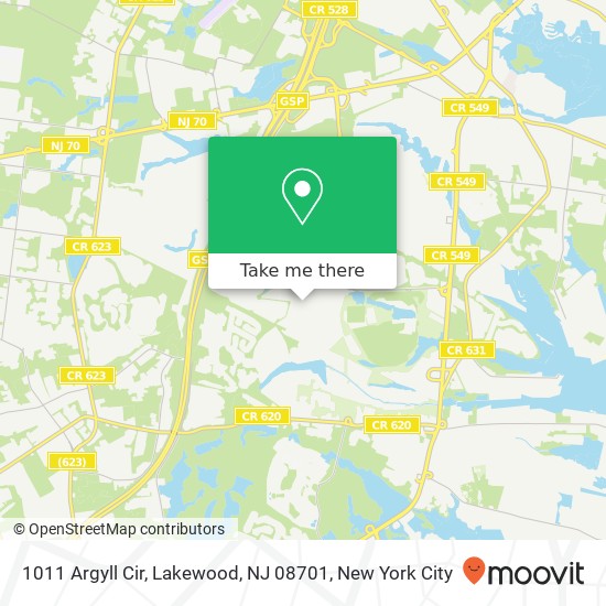 Mapa de 1011 Argyll Cir, Lakewood, NJ 08701