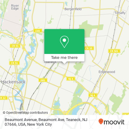 Mapa de Beaumont Avenue, Beaumont Ave, Teaneck, NJ 07666, USA