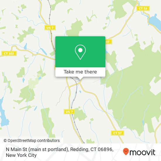 Mapa de N Main St (main st portland), Redding, CT 06896