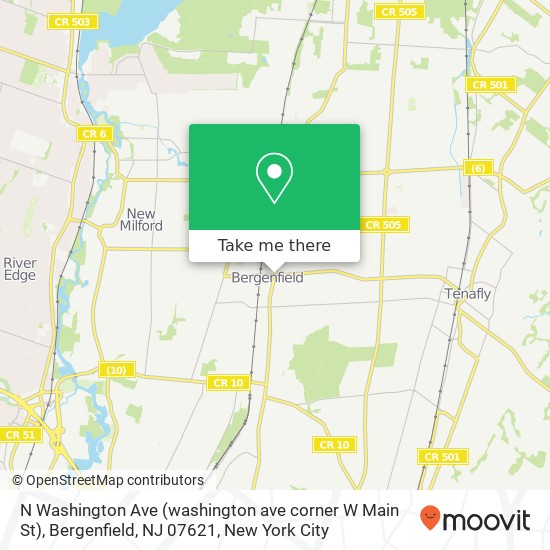 Mapa de N Washington Ave (washington ave corner W Main St), Bergenfield, NJ 07621