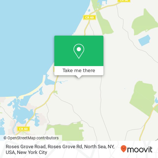 Mapa de Roses Grove Road, Roses Grove Rd, North Sea, NY, USA