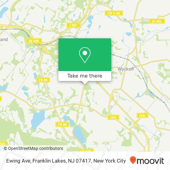 Mapa de Ewing Ave, Franklin Lakes, NJ 07417