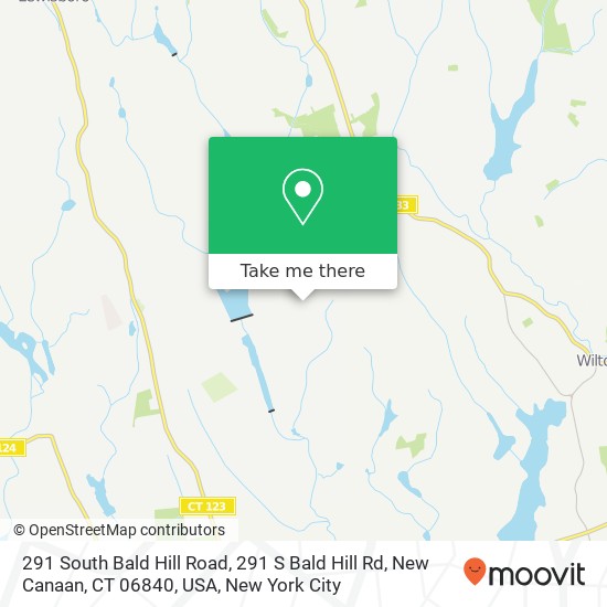 Mapa de 291 South Bald Hill Road, 291 S Bald Hill Rd, New Canaan, CT 06840, USA