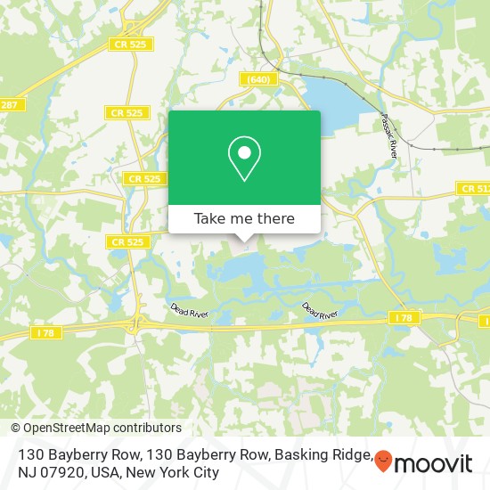 Mapa de 130 Bayberry Row, 130 Bayberry Row, Basking Ridge, NJ 07920, USA