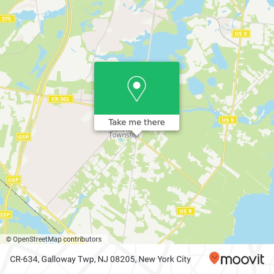 Mapa de CR-634, Galloway Twp, NJ 08205