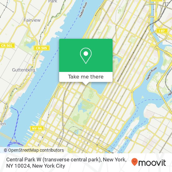 Mapa de Central Park W (transverse central park), New York, NY 10024