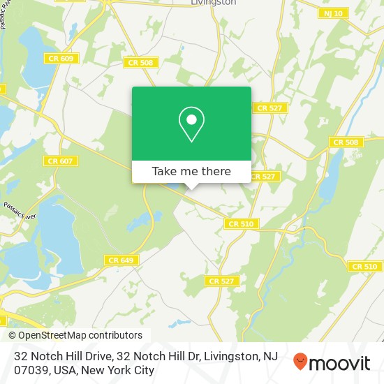 Mapa de 32 Notch Hill Drive, 32 Notch Hill Dr, Livingston, NJ 07039, USA