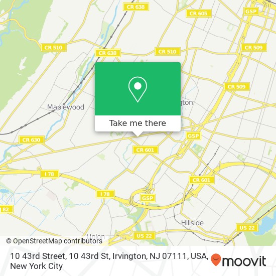 10 43rd Street, 10 43rd St, Irvington, NJ 07111, USA map