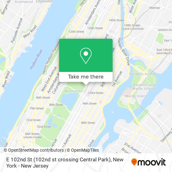Mapa de E 102nd St (102nd st crossing Central Park)